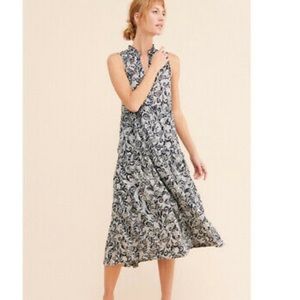 Anthropologie MAEVE Marya Tiered Maxi Dress black and white Paisley Size XS